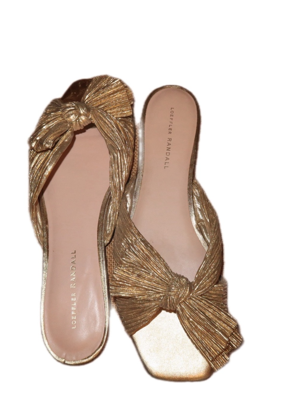Loeffler Randall Gold Knotted Slide Mules